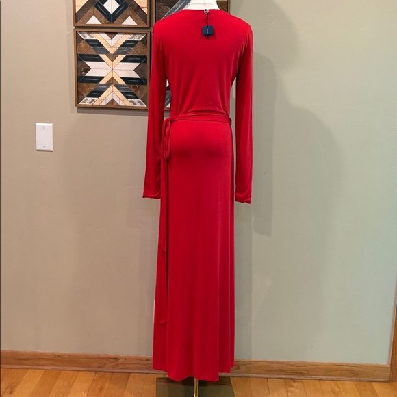 Ralph Lauren Red Long Sleeve Maxi Jersey Wrap Tie Dress size Medium - Picture 5 of 10